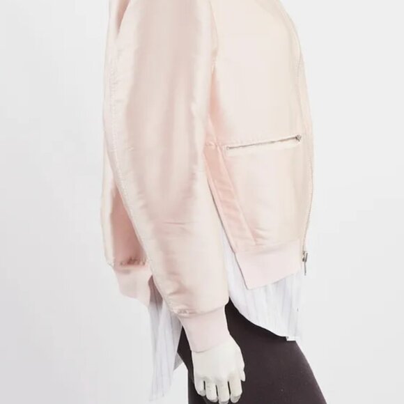 3.1 Phillip Lim Pink Silk Blend Oversized Bomber Jacket - Picture 7 of 8